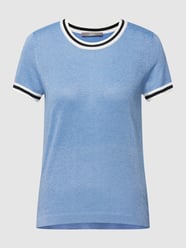 Strickshirt mit Abschlüssen mit Kontraststreifen von Jake*s Collection Blau - 41