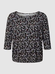 PLUS SIZE Longsleeve mit 3/4 Arm Modell 'Floral' von Fransa Plus Schwarz - 45