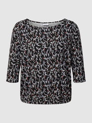 PLUS SIZE shirt met 3/4-mouwen, model 'Floral' van Fransa Plus Zwart - 23