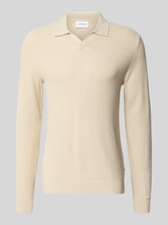 Gebreide pullover met structuurmotief en platte kraag van Lindbergh Beige - 34