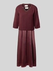 Figurumspielendes Freizeitkleid mit Spitzenbesatz von ROBE LÉGÈRE Bordeaux - 46