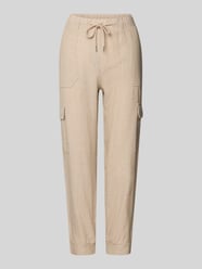 Tapered fit linnen broek met cargozakken, model 'Lava' van FREE/QUENT Beige - 17
