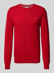 Sweter z dzianiny z wyhaftowanym logo model ‘PIQUE’ od Gant Czerwony - 40