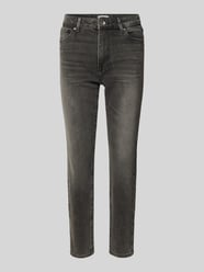 Straight fit high waist jeans met labelpatch, model 'EMILY' van Only Grijs / zwart - 10