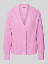 Comfort Fit Strickjacke mit Ripp-Knopfleiste von Tom Tailor Denim Pink - 23