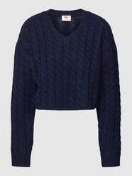 Sweter z dzianiny krótki ze ściegiem warkoczowym i dekoltem w serek od Levi's® Niebieski - 43