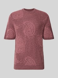 Gebreid shirt in all-over look met ronde hals van Jake*s Studio Men Bordeaux - 28