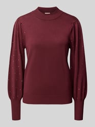 Strickpullover mit Ziersteinbesatz von FREE/QUENT Bordeaux - 44