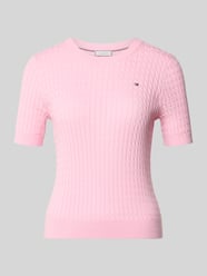 T-shirt krój slim fit z czystej bawełny od Tommy Hilfiger Fuksjowy - 19