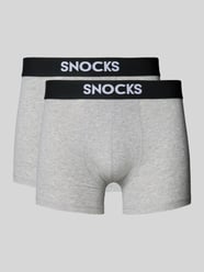 Boxershort met elastische logo in band in een set van 2 stuks van Snocks Grijs / zwart - 4