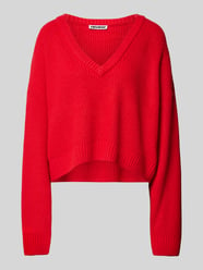 Cropped Strickpullover mit gerippten Abschlüssen von Review Rot - 19