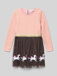 Kleid im 2-in-1-Look mit Motiv-Stitchings von Happy Girls Orange - 4