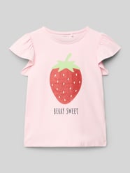 T-shirt z nadrukiem z motywem i napisem model ‘FOLLYGLITTER’ od Name It Fuksjowy - 36