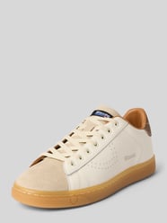 Sneakers van leer-mix met logodetail model 'Lowell' van Blauer USA Beige - 40