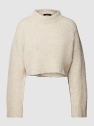 Cropped Strickpullover mit Stehkragen von Oui Beige - 4