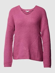 Regular Fit Strickpullover aus atmungsaktivem Baumwoll-Mix mit V-Ausschnitt von Tom Tailor Pink - 9