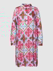 Jurk met all-over motief, model 'BUTTONED DRESS WITH COLLA' van Milano Italy Roze - 41