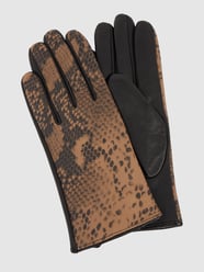 Handschoenen van leer in slangenlook, model 'Jessy' van Pearlwood Bruin - 5