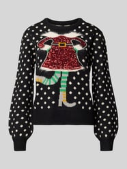 Regular Fit Weihnachtspullover mit Pailletten-Motiv Modell 'SPARKLE ELFIE' von Vero Moda Schwarz - 39