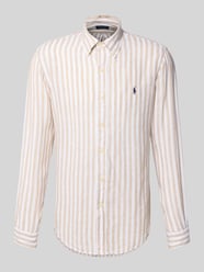 Custom Fit Leinenhemd mit Button-Down-Kragen von Polo Ralph Lauren Beige - 47