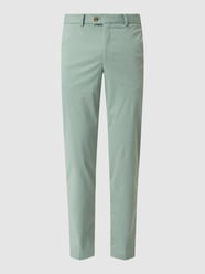 Slim straight fit chino met stretch, model 'Tarent' van Hiltl Groen - 48