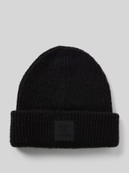 Beanie mit Umschlag und Patch Modell 'PYRON' von Pieces Schwarz - 5