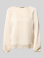 relaxed fit blouse met details van kant en ronde hals van zero - 10
