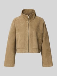 Relaxed fit leren jack met opstaande kraag van DRYKORN Beige - 43