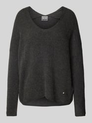 Gebreide pullover met V-hals, model 'THORA' van MOS MOSH Grijs / zwart - 13