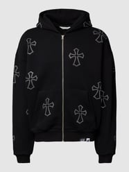 Sweatjacke mit Ziersteinbesatz 'CRUCIFIX' von REVIEW Grau / Schwarz - 18