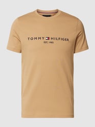 T-Shirt aus Baumwolle mit Label-Stitching von Tommy Hilfiger Braun - 35