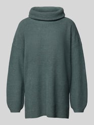 Sweter z dzianiny o kroju oversized z szerokim golfem model ‘ZIA’ od Vero Moda Zielony - 21