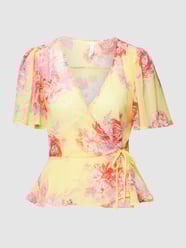 Wickelbluse mit floralem Allover-Muster von Mango Gelb - 12