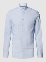 Slim Fit Business-Hemd mit Allover-Muster Modell 'Modern Kent' von OLYMP Level Five Blau - 36