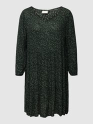 PLUS SIZE midi-jurk met all-over motief, model 'Sama' van KAFFE Curve Zwart - 6