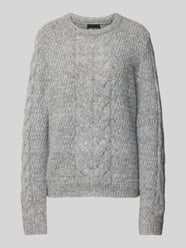 Strickpullover mit Zopfmuster Modell 'NINA' von Pieces Grau - 3