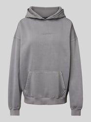 Oversized hoodie met labelstitching, model 'CLARITA' van Pegador Grijs / zwart - 7