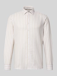 Slim Fit Business-Hemd aus Leinen-Mix mit Kentkragen von Jake*s Beige - 4