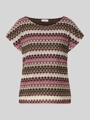 T-Shirt im Allover-Look mit Rundhalsausschnitt von MORE & MORE Bordeaux - 6