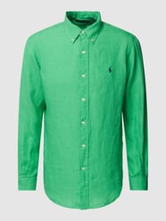 Custom Fit Leinenhemd mit Label-Stitching von Polo Ralph Lauren Grün - 24