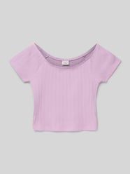 Slim fit T-shirt met off shoulder-hals van s.Oliver RED LABEL - 38