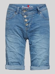Regular Fit Jeansshorts mit asymmetrischer Knopfleiste von Buena Vista Blau - 1