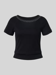 T-shirt z obszyciem nitami i okrągłym dekoltem od Zero - 20