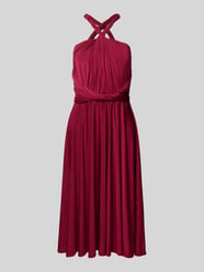 Knielanges Cocktailkleid mit tiefem V-Ausschnitt von Rose Avenue Bordeaux - 15