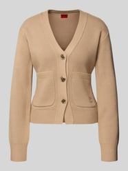 Slim fit gebreid jack van scheerwolmix, model 'SELOSINA' van HUGO Beige - 45
