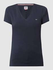 T-shirt ze streczem  od Tommy Jeans Niebieski - 9