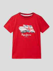 T-Shirt mit Motiv-Print Modell 'TROY' von Pepe Jeans Rot - 43