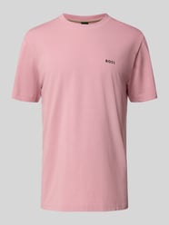 T-shirt o kroju regular fit z mieszanki bawełny od BOSS Green Fuksjowy - 11