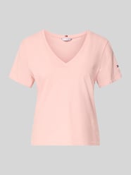 Regular Fit T-Shirt aus Baumwoll-Leinen-Mix von Tommy Hilfiger Pink - 24