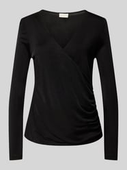 Longsleeve mit V-Ausschnitt von Milano Italy Schwarz - 42